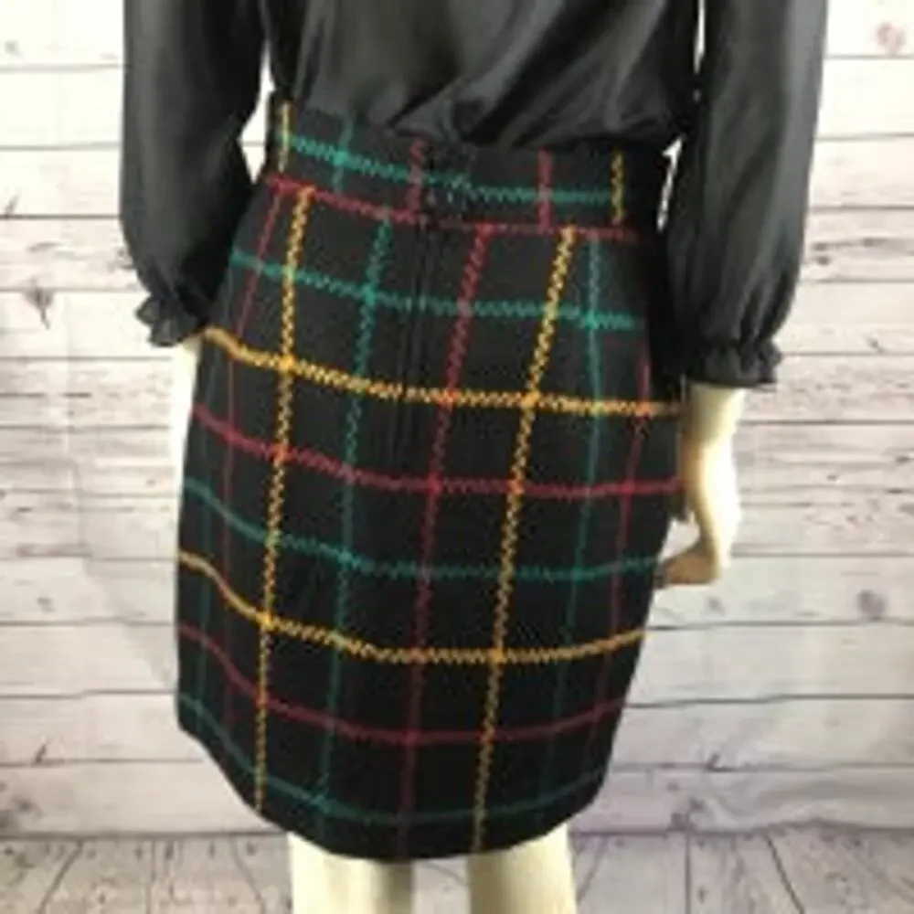 1980s Jones New York Wool Plaid Mini Skirt size